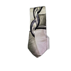 Bergamo New York Silk Tie Gray Silver Abstract Mens Vintage Italy Designer